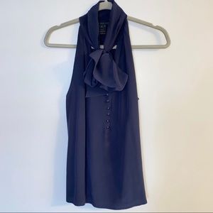 Marc Jacobs Navy 100% Silk Sleeveless Tie Top